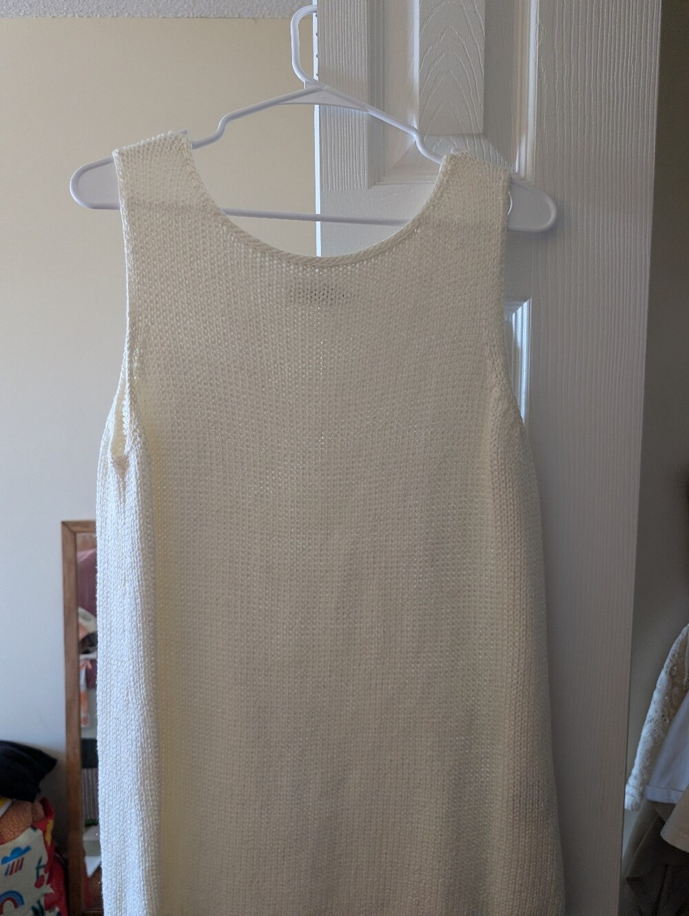 Cream Sleeveless Knit Shift Dress